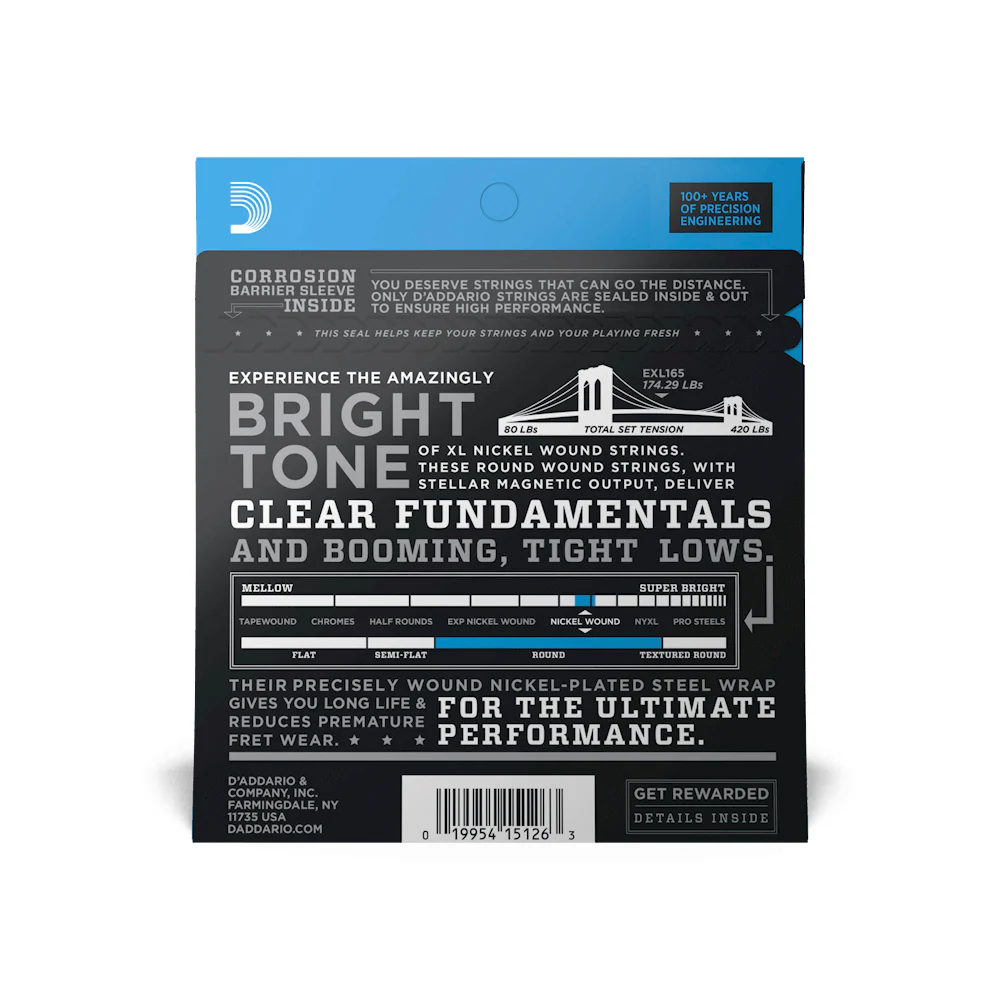 ENCORDADO BAJO ELECTRICO DADDARIO EXL165 4 CUERDAS 2